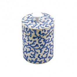CANISTER-W/Lid-Blue Branches on White Background
