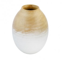 Vase-Wood W/White Painted Bottom