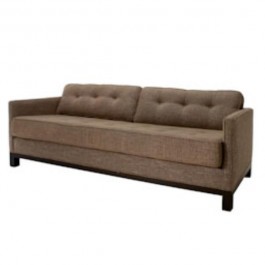 SOFA-BROWN LINEN-TUFTED SEAT &