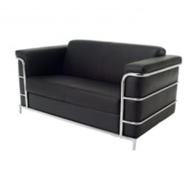 LOVESEAT-BLK LEATH-3 BAR CORBU