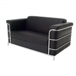 LOVESEAT-BLK LEATH-FORTRESS