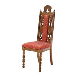 SIDE CHAIR-Ornate Gold Frame W/-ORANGE Upholstery