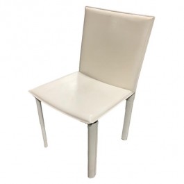 CHAIR-SIDE-WHITE LEATHER-LEGS