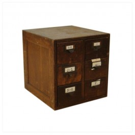 CARD FILE-OAK-6 DRAWER-LARGE