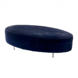 OTTOMAN-NAVY VELVET-STEEL