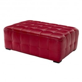 OTTOMAN-RED TUFTED LEATHER