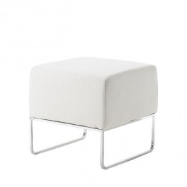 OTTOMAN-Square White W/Chrome leg