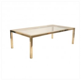 TABLE-COF-RECT-BRASS/WICKER-GL