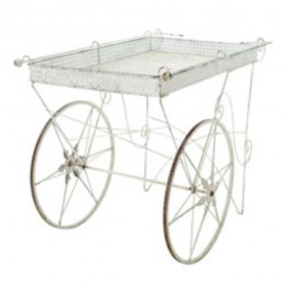 CART-FLOWER-WHT WROUGHT IRON