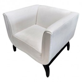 CHAIR-White Velvet Club W/Black Legs