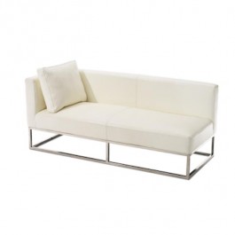 CHAISE-LAF-WHITE LEATHER-CHROM