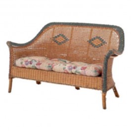 LOVESEAT-WICKER-DARK NAT W/BLU