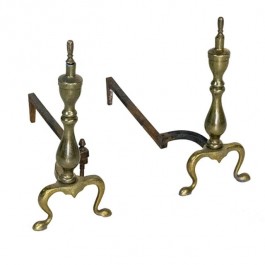 ANDIRONS-Colonial/Federal Brass Style