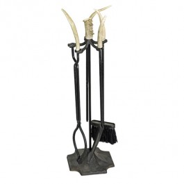 FIREPLACE TOOLS-4PC HORN/BLK M