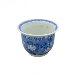 PLANTER-Oriental Blue & White Background W/White Flowers