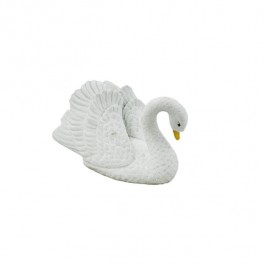 FIGURINE-Matte White Bone China Swan/Head Arching Downward