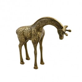 FIGURINE-Brass Mama Giraffe Bending Down To Baby