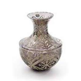 VASE-SILVER ETCHED VASE-ROUND