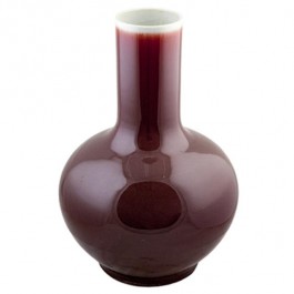 VASE-Large/OX BLOOD W/White Ring @Top of Neck