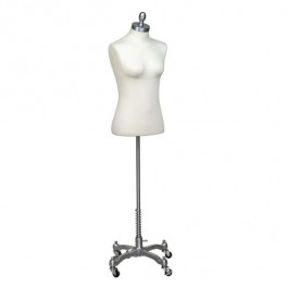 DRESS FORM-Waist Up Woman-Canvas W/Chrome Stand on Wheels