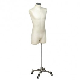 DRESS FORM-Male W/Chrome Stand on Wheels & Chrome Neck Cap