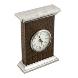 CLOCK-OFFICE-LEATHER-CHROME