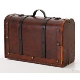 SUITCASE-WOOD-LTHR-STRAPS-16IN