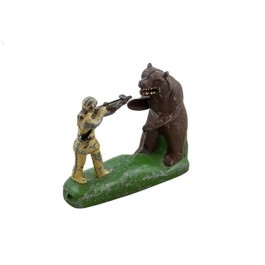 BANK-Cast Iron-Davey Crocket W/Rifle & Brown Bear