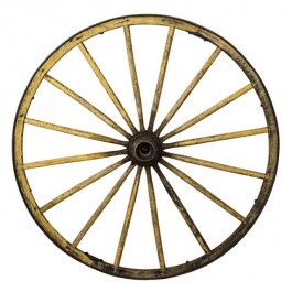 WHEEL- Wagon-Vintage-Metal Wheel Hub & Metal on Outer Rim