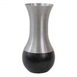 VASE-12"BLK WOOD/ALUM NECK-TUL