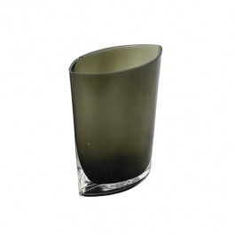 VASE-Narrow Black Glass W/Wide Mouth