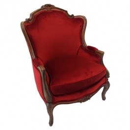 CHAIR-ARM-LOUIS XV-RED VELVET-