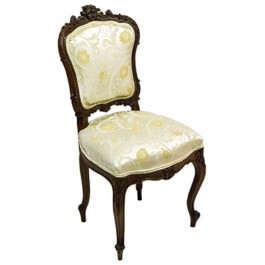 CHAIR-Victorian Side W/Floral Damask Upholstry
