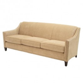 SOFA-IVORY VELVET-NAILHEADS-SL