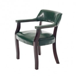 CHAIR-ARM-GREEN LEATHER