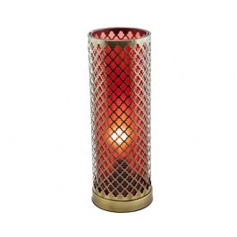 Tble lamp -red glass w/brass c