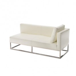 CHAISE-RAF-WHITE LEATHER-CHROM