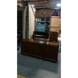 Medium Walnut Dresser W/Mirror