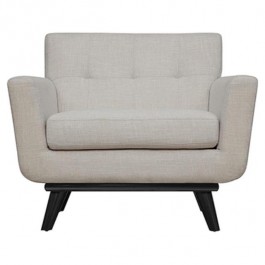 CLUB CHAIR-Beige Linen Chair-Mid Century