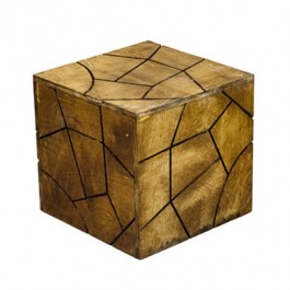 Wood Cube-Recessed Carved