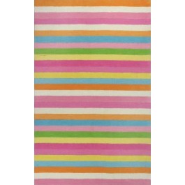 RUG-(5' x 7'6")Multi Stripe(Pink)