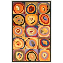 RUG-(5'3" x 8'3")Multi Colored Circle