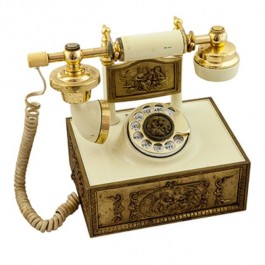 Rotary Phone W/Sq Brass Base