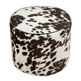 Ottoman-Faux Cowhide W/Brwn Tr