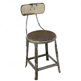 CHAIR-Vintage Metal Industrial Side Chair-Distressed Gray