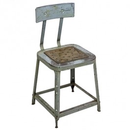 CHAIR-Vintage Metal Industrial Side Chair/Distressed Gray
