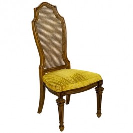 CHAIR-Side-Dining/Fruitwood W/Gold Cutout Velvet Seat