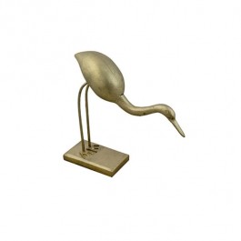 FIGURINE-Brushed Gold Egret Bending Foward W/Bent Neck