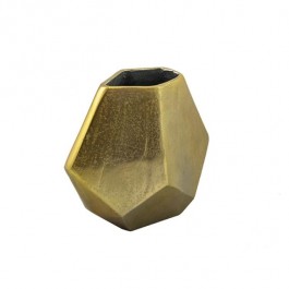 VASE- Small Brushed Gold Diamond Shaped Aluminum