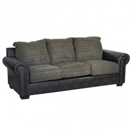 SOFA-Oversized/Leather Nailhead Frame W/Upholstered Cushions